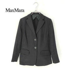 A7097/春夏 MaxMara マックスマーラ 白タグ リネン100 ブレザー テーラード シングル2Bジャケット JI36 黒/レディース スーツ用 ビジネス