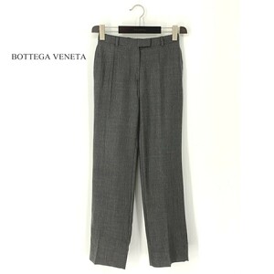 A7015/極美品 春夏 BOTTEGA VENETA ボッテガヴェネタ ウール ストレート テーパード スラックス ワイドパンツ I40 J9号 灰色/レディース