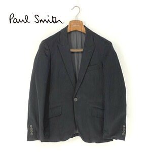 A6791/美品 秋冬 総裏 Paul Smith ポールスミス 厚手コットン テーラード ブレザー シングル1Bジャケット S 黒/メンズ スーツ用 ビジネス