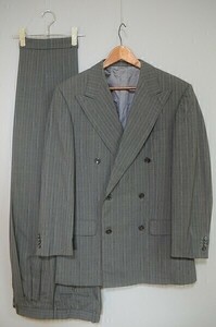 A2566/美品 春夏 背抜き Ermenegildo Zegna ゼニア ストライプ ダブル6Bスーツ ジャケット セットアップ 上下48 灰色/イタリア製 メンズ