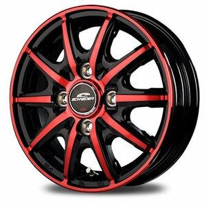 ◆12 インチ タイヤ ＆ ホイール セット シュナイダー RK10-K クリスタル レッド クリア 145/80R12 80/78 ナンカン FT-9 新品