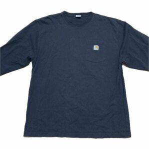 ロングTシャツ カーハート Carhartt ポケット ルーズフィット 古着 ブラック　ロンT