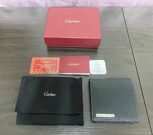 新品未使用　カルティエ Cartier 2つ折り財布　サントス 小銭入れ カードケース レザー 本革 黒 ブラック 