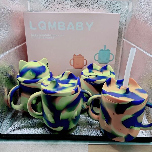 LQMBABY シリコン マグセット ストローマグ 4個入り