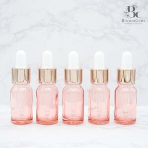 遮光瓶 ボトル ガラス スポイト付き ピンク 10ml 精油 アロマ 5本セット アロマオイル エッセンシャルオイル 精油の画像2