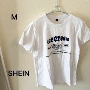 SHEIN シーイン 半袖 Tシャツ 半袖Tシャツ プリントTシャツ ロゴ 白 Mサイズ