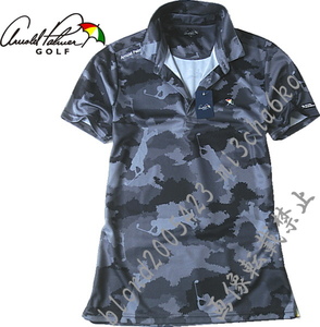 ■新品【arnold palmer GOLF】アーノルドパーマーゴルフ カモ柄 ポロシャツ■BK/O(XL)