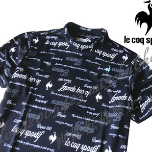 ■新品【le coq GOLF】ルコックゴルフ EXc高速DRY 吸汗速乾 高機能 飛びロゴ モックシャツ■NV/Lの画像2