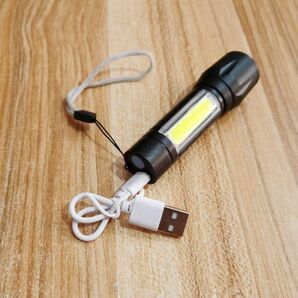 懐中電灯 LEDライト 強力 高輝度 充電式 小型 最強 ルーメン 防災用 電池なし ハンディライト 地震 USB ミニ 大容量 COB コンパクトの画像4