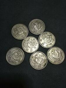 昭和32年 33年 鳳凰100円銀貨 7枚セット (昭和三十二年、三十三年 百円銀貨)