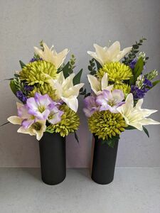 仏花＊お供え花(一対2束)　ユリ&アルストロメリ Lサイズア