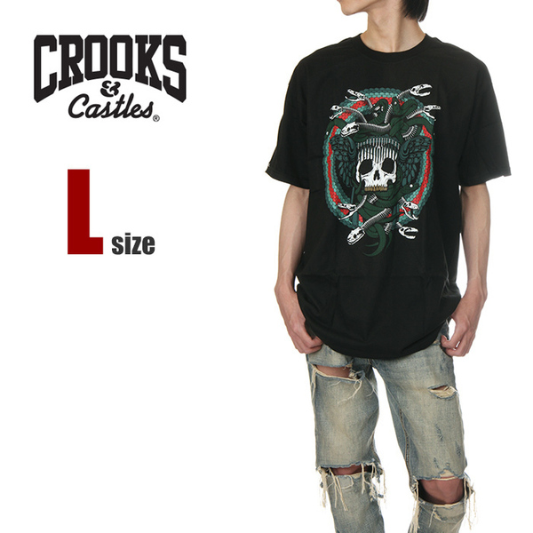 【新品】CROOKS＆CASTLES Tシャツ L 黒 メンズ クルックス＆キャッスルズ 半袖 USAモデル ダンス ヒップホップ ストリート 大きいサイズ