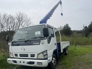 2005　低走行4万キロ台　ElfOEM　Mazda　Titan　Tadano　3-stageCrane　Wide　long　Flat body　hook-in　radio controlincluded　