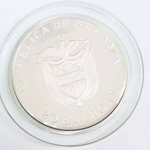 ◆(EG) Republic of Panama 20 BALBOAS バルボア銀貨 パナマ共和国 1973年 silver シルバー 重さ 約130ｇ 保存箱付き プルーフコイン 硬貨の画像4