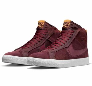 【超美品】NIKE SB ZOOM BLAZER MID PRM ワインレッド 30cm ナイキ スエード プレミアム 