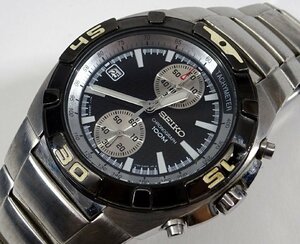 緑屋Re■ SEIKO セイコー　メンズ腕時計　7T94-0AE0　クオーツ　クロノグラフ　100M　電池交換済　動作品　　/c/bni/4-291/29-6#60