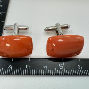 【0118】ヴィンテージ アクセサリー  珊瑚       サンゴ  カフス 1円からの画像4