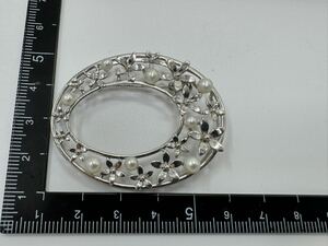 【0113】ヴィンテージ アクセサリー 田崎　タサキ　TAAKI 真珠　シルバー　925 ブローチ　1円から