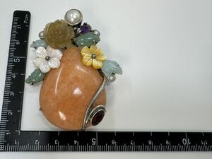 【0333】ヴィンテージ アクセサリー 翡翠　天然石　アメジスト　貝　真珠　シルバー　925 ブローチ　ペンダント　1円から