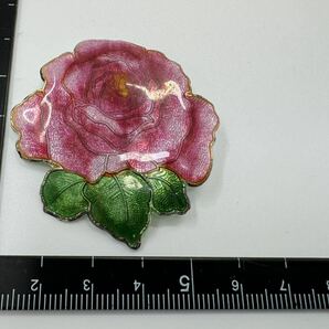 【0424】ヴィンテージ アクセサリー バラ 七宝焼   銀七宝 ブローチ 1円からの画像1