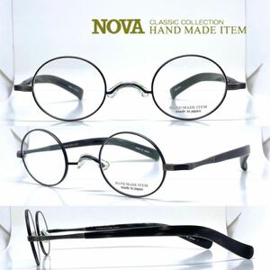 未使用品 送料無料 NOVA HANDMADE ITEM メガネフレーム H-423 5 アンティークグレー/ブラックマット ノバ 眼鏡 丸メガネ ラウンドメガネ