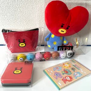 BT21 TATA プラッシュドール ぬいぐるみ フェイスポーチ スクエア缶 チョコパック + おまけ ポチ袋 