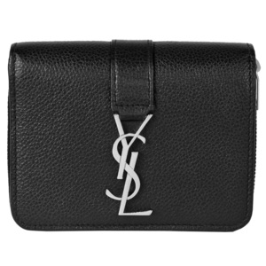 サンローラン SAINT LAURENT コンパクト ジップウォレット 二つ折り財布 レザー 532867 ブラック シルバー金具 ロゴ