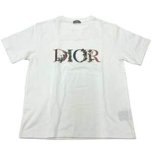 ディオール オム DIOR HOMME フローラル ロゴ 刺繍 半袖Ｔシャツ コットン 113J686A0554 ホワイト M FLOWERS オーバーサイズ メンズ