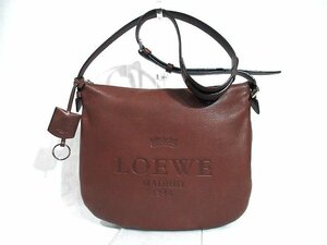 ◆超美品◆LOEWE ロエベ*本革*ロゴエンボス*クロスボディ*ショルダーバッグ*メンズ*斜め掛け*シルバー金具*クロシェットキーリング付き