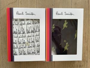 即決！ポールスミス！PAUL SMITH 布帛トランクス 2枚組 ロゴ柄 ホワイト&恐竜柄 イエロー（紺）L