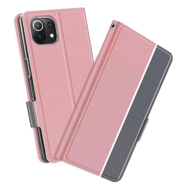 Xiaomi Mi 11 Lite 5G スマホケース カバー 手帳型 ツートンカラー ストラップ付き マグネット 定期入れ