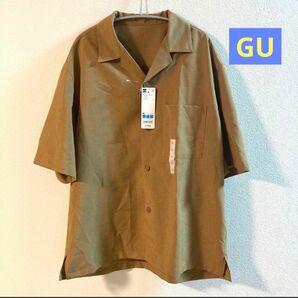 GU ジーユー ドライリラックスフィットオープンカラーシャツ M ブラウン 新品 半袖シャツ 開襟シャツ 半袖