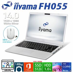 iiyama Style 14FH055 第8世代 i3 メモリ8GB/新品SSD512GB/HDD1TB/フルHD/Office