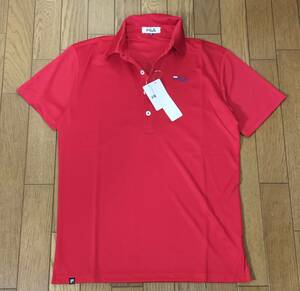 （物33）新品　フィラ　ゴルフ　バックプリント　半袖ポロシャツ　747-684　赤　メンズＭ