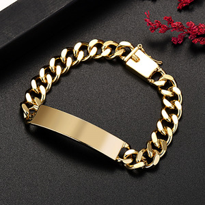 10mm width [18k Gold Plated] flat Gold bracele gold men's lady's bracele bangle pouch go in present .