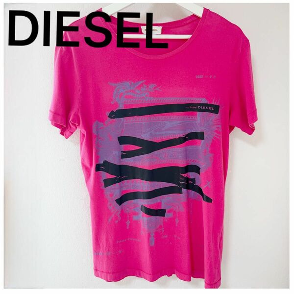 DIESEL ディーゼル　Tシャツ　ピンク　ショッキングピンク トップス