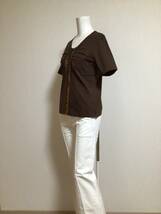 qvc037／fiSol デザイン性のあるスパンコール半袖Tシャツ／ブラウン／M／CS6069_画像3