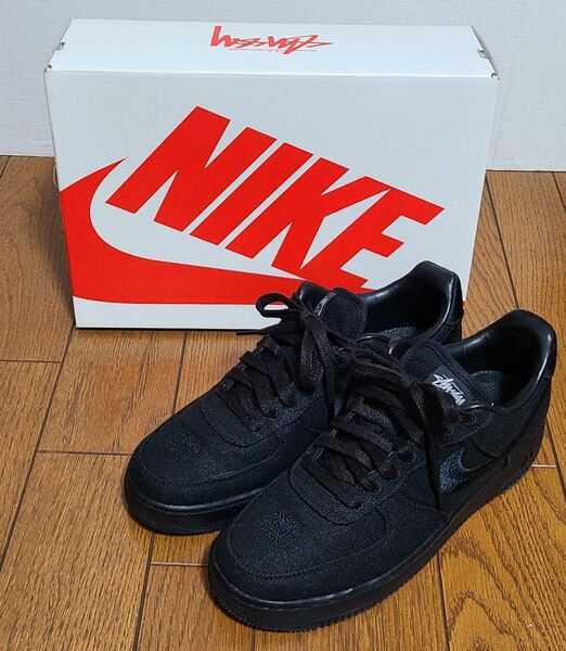 Stussy × Nike Air Force 1 Low "Triple Black" 27.5cm