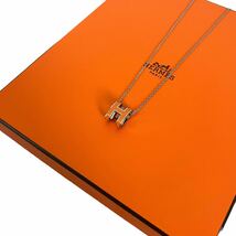 ほぼ新品 HERMES エルメス ポップh ネックレス アクセサリー Hロゴ オレンジ シルバー_画像3