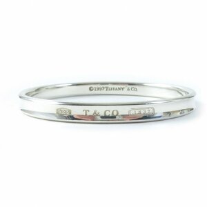 極美品★TIFFANY&Co. ティファニー ナロー 1837 SV925 バングル/ブレスレット シルバー 保存袋付き 重量35.6g レディース シンプル◎