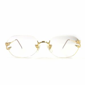 良品▼Cartier カルティエ トリニティ ツーポイント カラーレンズ メガネ 眼鏡 アイウェア ゴールド ボルドー 135 度入り 仏製 メンズの画像2