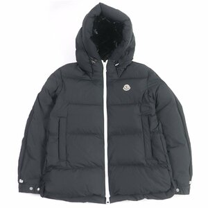 美品□MONCLER モンクレール 21-22AW IDIL アームロゴプリント WZIP フーデッド ダウンジャケット ブラック 3 ブルガリア製 正規品