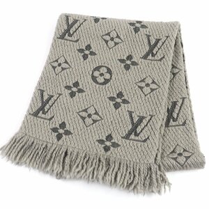 美品□LOUIS VUITTON ルイヴィトン 413287 エシャルプ・ロゴマニア ウール シルク モノグラム フリンジ マフラー ヴェローヌ イタリア製