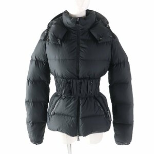 美品★MONCLER モンクレール 2019年製 DON ドン フード・ベルト付 ZIP UP ダウンジャケット ブラック 黒 0 正規品 レディース シンプル◎