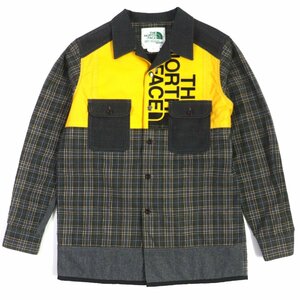  ultimate beautiful goods V Comme des Garcons North Face WT-B101 repeated construction DAFFLE BAG remake check pattern long sleeve da full shirt gray yellow M regular goods 