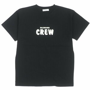 美品▼BALENCIAGA バレンシアガ 20SS 612965 コットン100% CREWロゴ 半袖Ｔシャツ ブラック S 正規品 メンズ