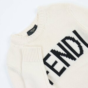 極美品●FENDI フェンディ 2019年製 FZZ387 ロゴ編み クルーネック ニット セーター オフホワイト 44 イタリア製 正規品 メンズの画像2