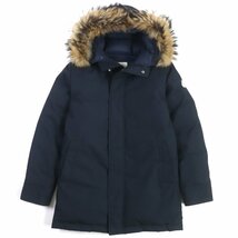 美品▼Pyrenex ピレネックス ANNECY アヌシー ロゴワッペン・ファー・フード付 ZIP ジャケット ダウンコート ネイビー M 正規品 メンズ_画像1