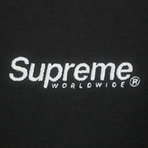 美品▼Supreme シュプリーム 23SS Worldwide Hooded Sweatshirt ロゴ刺繍 バックプリント パーカー ブラック M カナダ製 正規品 メンズ_画像4