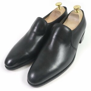 美品□John Lobb ジョンロブ EDWARD レザー プレステージ プレーントゥ フラットシューズ ローファー 黒 7 保存袋付き イングランド製